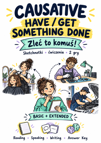 Causative — Have/Get Something Done | Sketchnotki, ćwiczenia i 2 gry