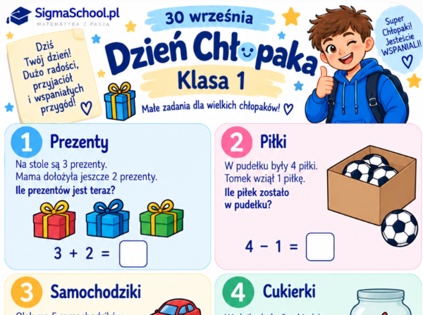 Karta Pracy na Dzień Chłopaka – Matematyczne Wyzwania dla Klasy 1 (Sigma School)