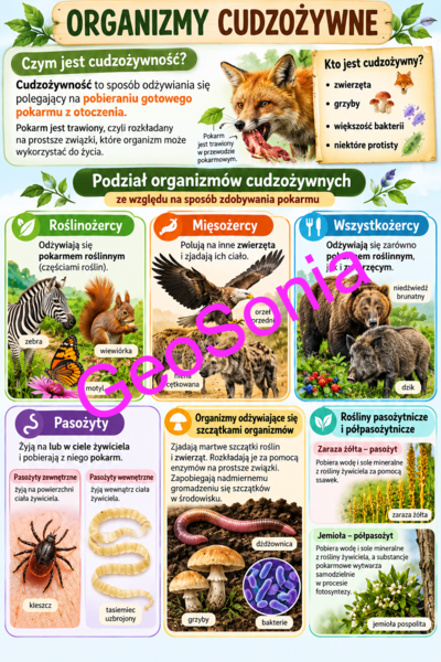 Cudzożywność biologia klasa 5 sketchnotka