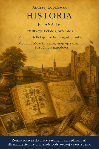 Historia – klasa IV. Inspiracje, pytania, działania. Zestaw poleceń do pracy z AI dla nauczycieli historii szkoły podstawowej. Wybrane moduły_wersja demo