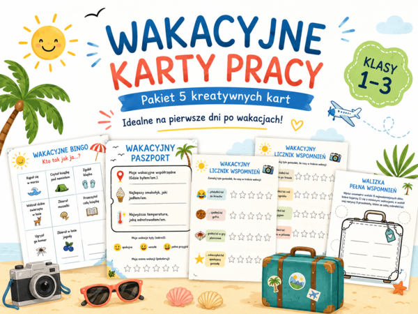 Wakacyjne wspomnienia - pakiet 5 kart pracy