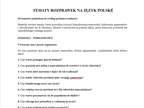 Tematy rozprawek