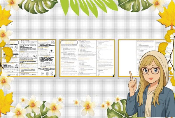 Sketchnotka/notatka dla ucznia i osobna notatka jako przypomnienie dla nauczyciela w pdf. Temat "Jak oznacza się różne substancje na opakowaniach?". Edukacja zdrowotna. Klasa 4.
