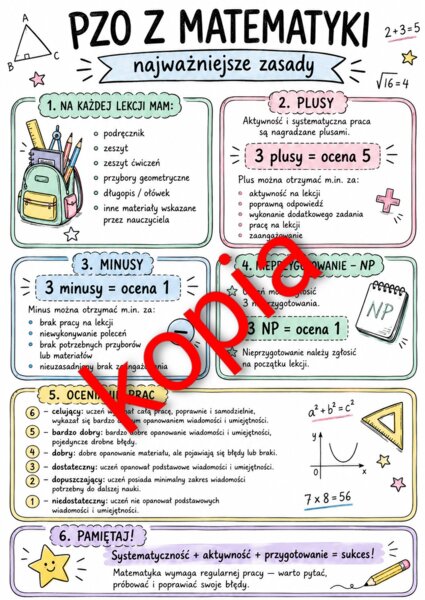 PZO matematyka szkoła podstawowa, wersja 3 pllusów , 3 minusów