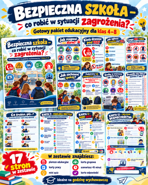 Bezpieczna szkoła – co robić w sytuacji zagrożenia? | godzina wychowawcza kl. 4–8
