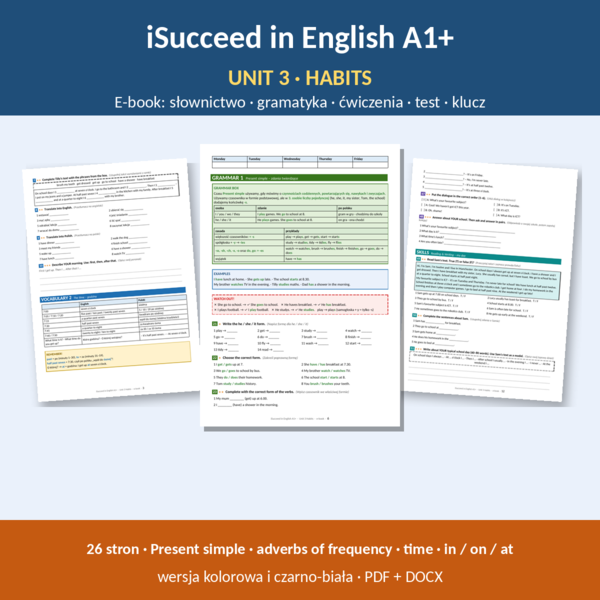 iSucceed in English A1+ – Unit 3 Habits | klasa 5 | e-book 26 stron + klucz