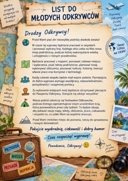 Tydzień projektowy dla klas 4-5 "Wyprawa dookoła świata- zostań odkrywcą"