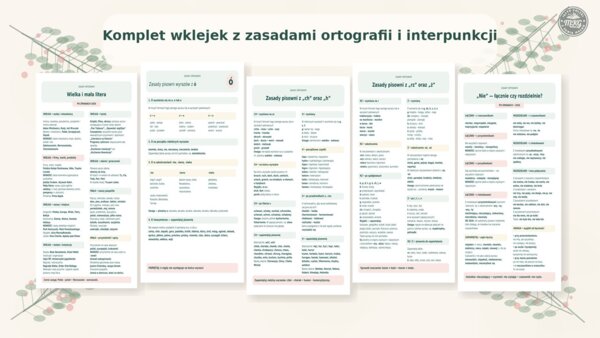Komplet wklejek z zasadami ortografii i interpunkcji
