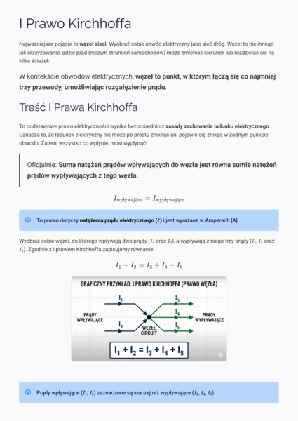 Rezystancja Zastępcza i I Prawo Kirchhoffa – Notatki do Sprawdzianu (Fizyka)