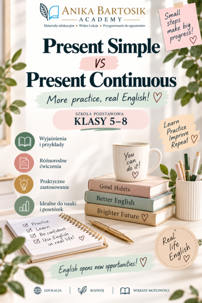 Present Simple vs Present Continuous – karty pracy z wyjaśnieniem | Klasy 5–8