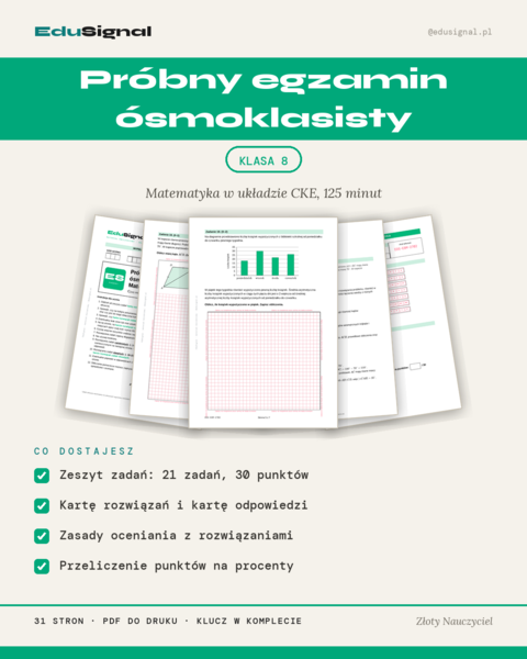 Próbny egzamin ósmoklasisty z matematyki, klasa 8 (arkusz II w układzie CKE + zasady oceniania)