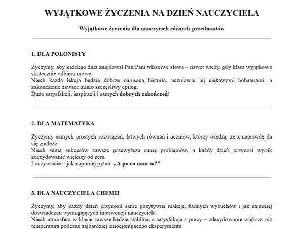 Wyjątkowe życzenia na Dzień Nauczyciela