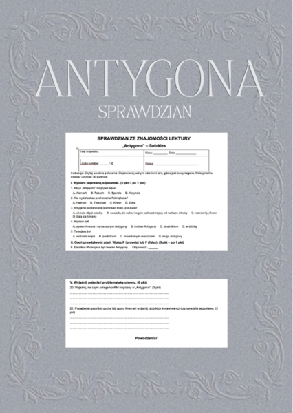 "Antygona"  Sofokles - kartkówka z treści lektury