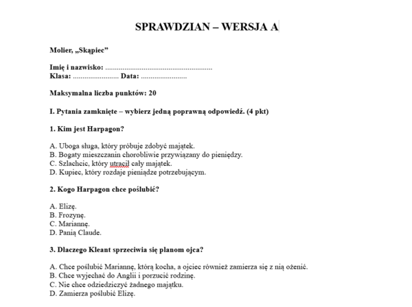 Sprawdzian- Skąpiec
