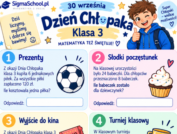 Karta Pracy na Dzień Chłopaka – Matematyczne Wyzwania dla Klasy 3 (Sigma School)