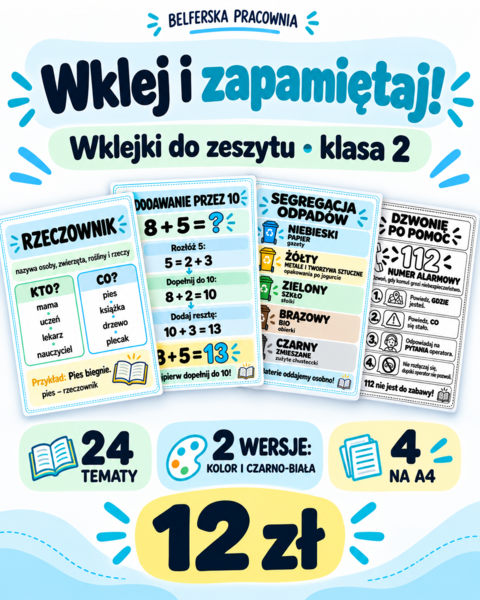 📒 „Wklej i zapamiętaj!” – wklejki do zeszytu dla klasy 2