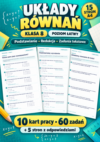 UKŁADY RÓWNAŃ-ŁATWE-klasa 8