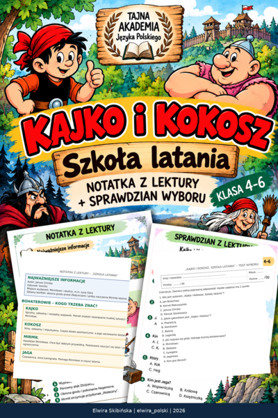Kajko i Kokosz. Szkoła latania – notatka z lektury + sprawdzian | Klasa 4–6