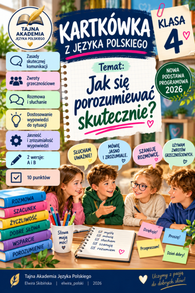 Kartkówka – Jak się porozumiewać skutecznie? | Klasa 4 | Nowa podstawa 2026