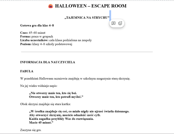 🎃 HALLOWEEN – escape room