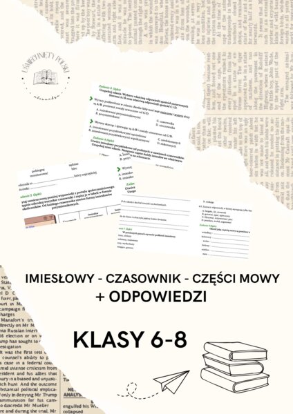 IMIESŁOWY - KARTKOWa/KARTA PRACY + odpowiedzi - KLASY 6-8 - JĘZYK POLSKI
