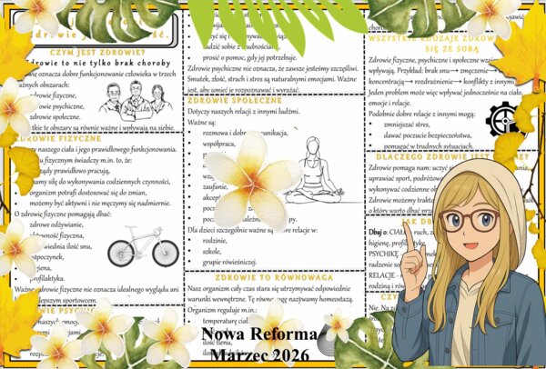 Sketchnotka/notatka - dla ucznia i przypomnienie dla nauczyciela w pdf. Temat "Czym jest zdrowie? Zdrowie jako wartość". Edukacja zdrowotna. Klasa 4.