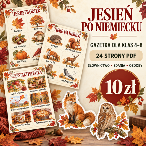🍂 JESIEŃ PO NIEMIECKU – gazetka dla klas 4–8 🇩🇪 Herbst
