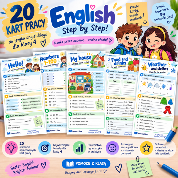 „English – klasa 4” — scenariusz 20 kart pracy