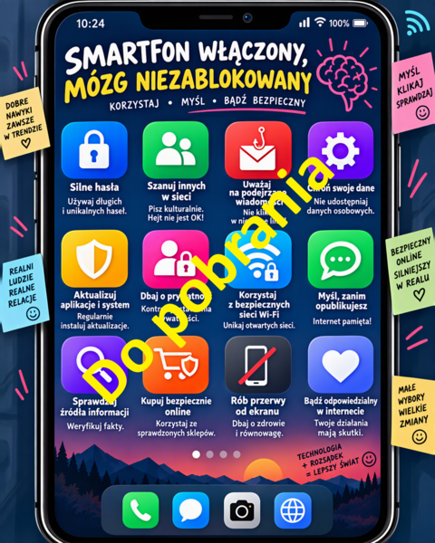 Infografika "Smartfon włączony, mózg niezablokowany"