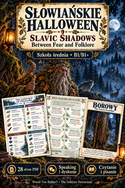 Słowiańskie Halloween – Slavic Shadows | Angielski B1/B1+ | Szkoła średnia | 28 stron PDF