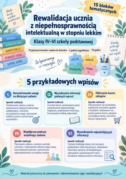 REWALIDACJA uczniów z niepełnosprawnością intelektualną w stopniu lekkim • kl. 4-6• wpisy do dziennika