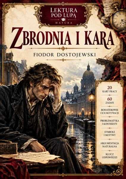 ZBRODNIA I KARA – Fiodor Dostojewski | 20 kart pracy z kluczem I  2 wersje graficzne | liceum i technikum