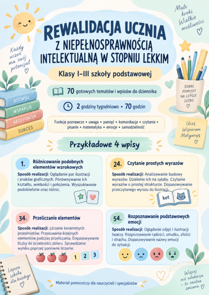 Rewalidacja ucznia z niepełnosprawnością intelektualną w stopniu lekkim •kl. 1-3• wpisy do dziennika