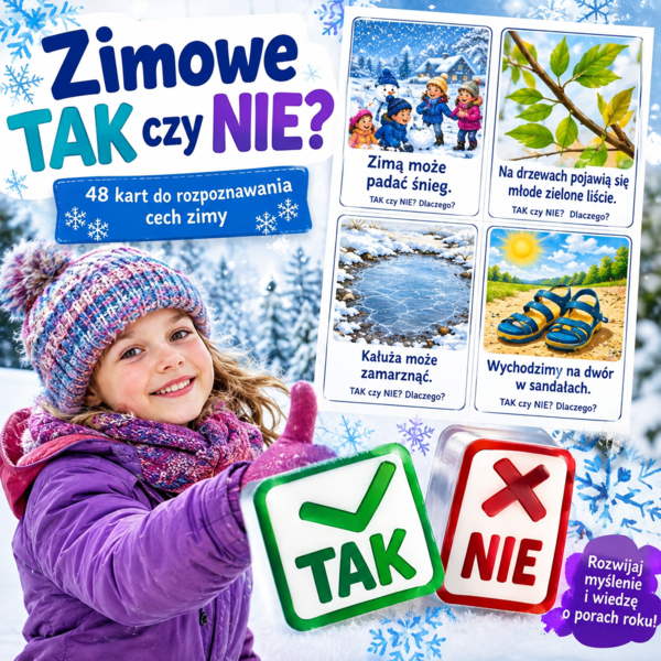 Zimowe TAK czy NIE? – 48 kart do rozpoznawania cech zimy