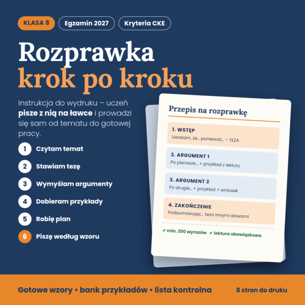 Rozprawka krok po kroku – instrukcja do wydruku  dla ucznia