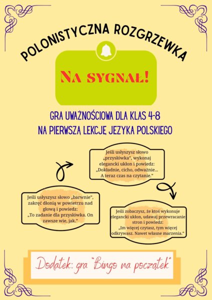 Na sygnał! - gra uważnościowa na pierwszą lekcję języka polskiego