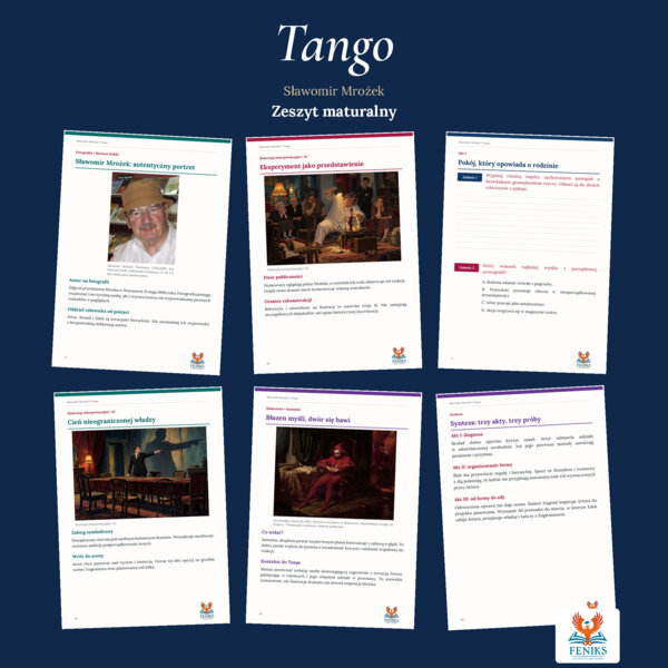 Tango — Sławomir Mrożek | Zeszyt maturzysty: szczegółowe omówienie, 120 zadań i klucz odpowiedzi