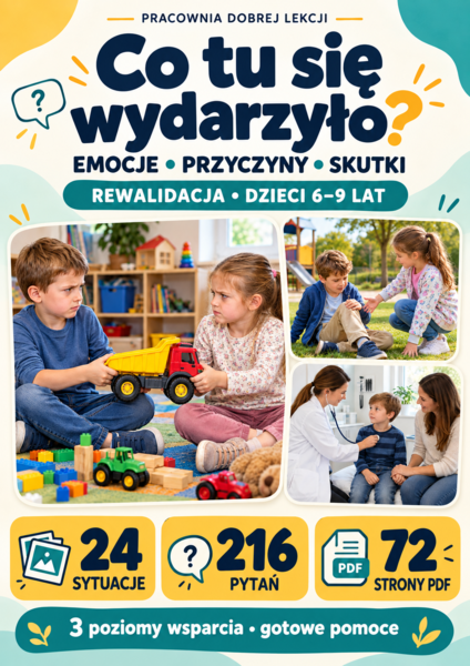 Co tu się wydarzyło? Rewalidacja: emocje, przyczyny i skutki | dzieci 6–9 lat