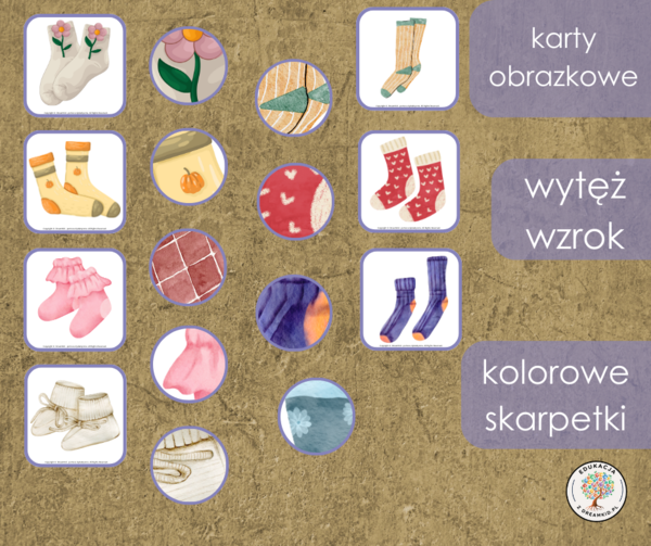Gra  - wytęż wzrok - kolorowe skarpetki