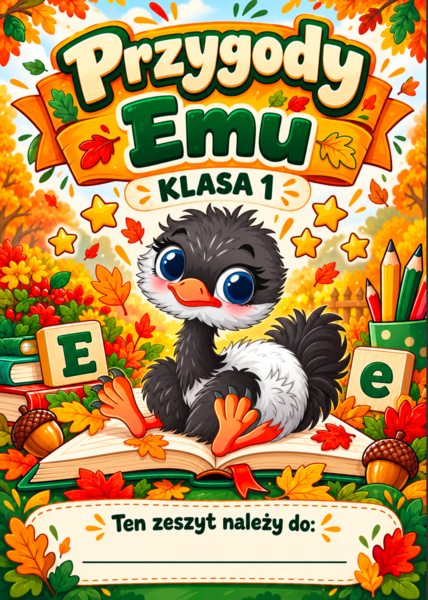 Przygody emu - litera E, e, działa 1-5, głoski, sylaby