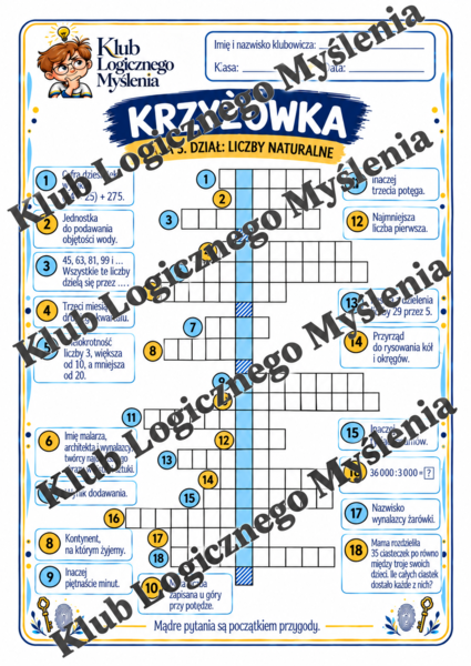 Krzyzówka dla klasy 5.