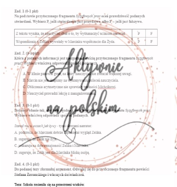 "Syzyfowe prace" -  test egzaminacyjny