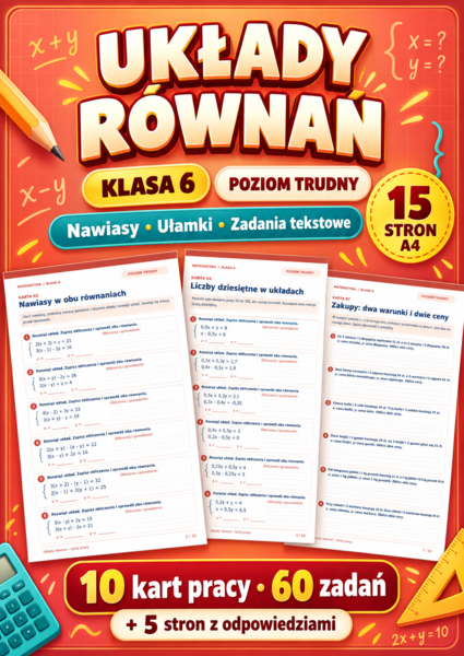 UKŁADY RÓWNAŃ-TRUDNE-klasa 6