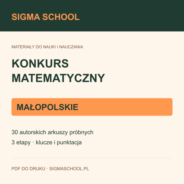 Próbne konkursy matematyczne — małopolskie, 30 arkuszy + klucze