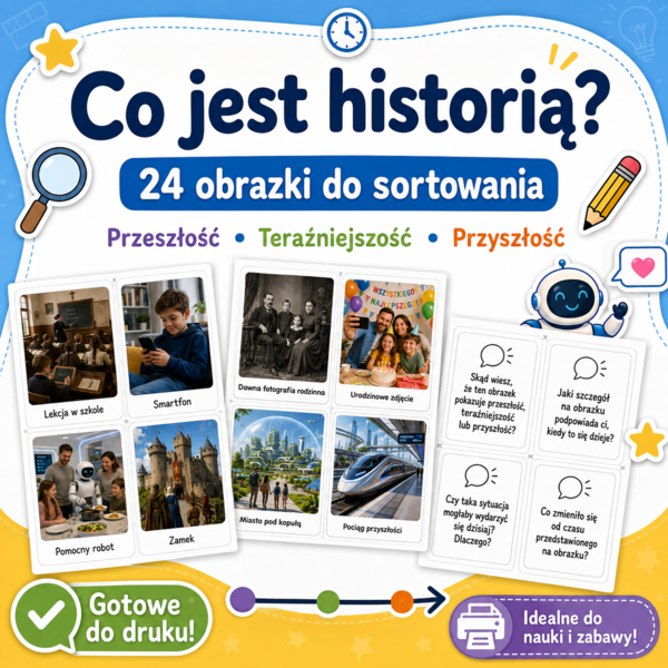 Co jest historią? — 24 obrazki do sortowania