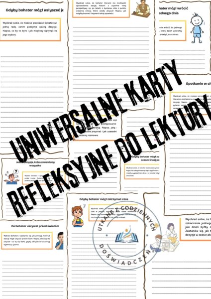 Uniwersalne karty refleksyjne do lektury- zestaw 10 kart pracy