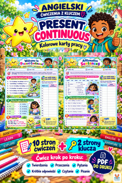 Present Continuous - 10-stronicowy workbook dla uczniów szkoły podstawowej
