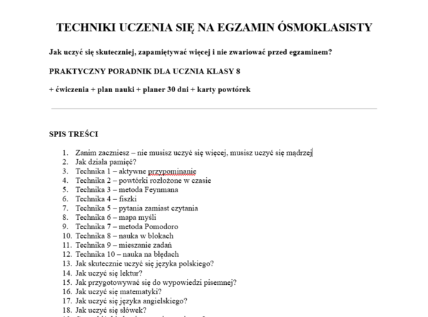 Skuteczne techniki uczenia się na E8 2027