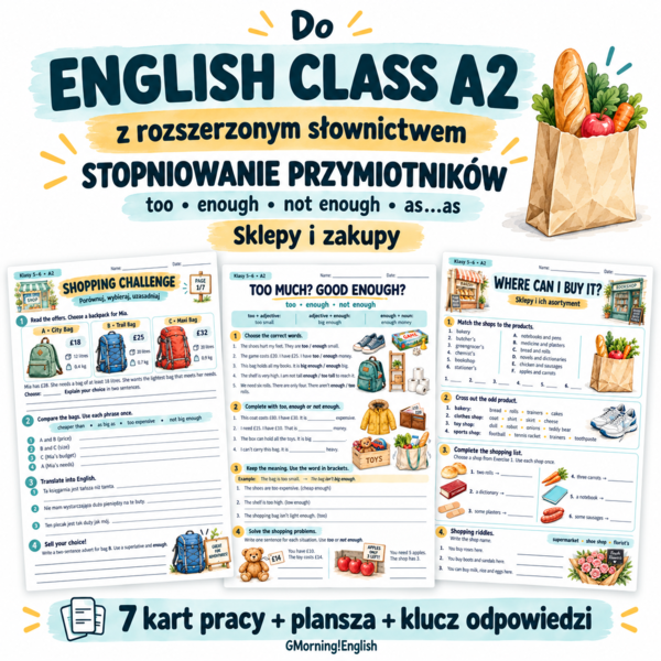 Stopniowanie przymiotników, too much, enough, as... as - English class A1
