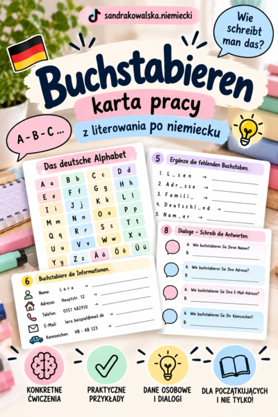 Buchstabieren - karta pracy z literowania po niemiecku